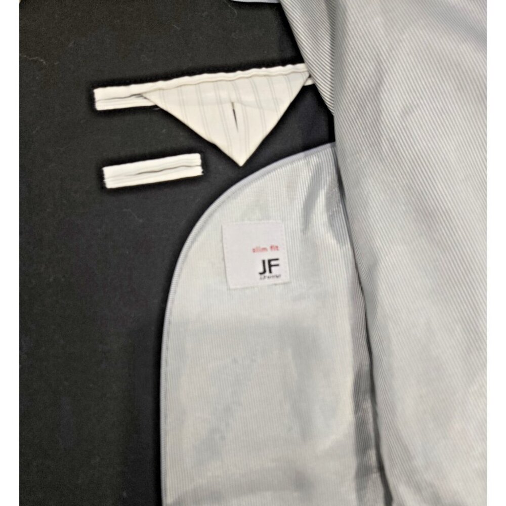 J Ferrar Slim Fit Suit Coat Mens 38R Black 2 Button Jacket Double Vented - Picture 7 of 8